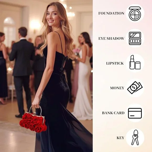 Stylish Red Satin Clutch with Detachable Strap - Perfect for Night Outs - Picture 7 of 7